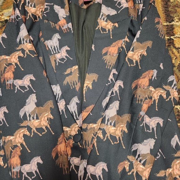 Rock & Roll Cowgirl Horse Print Blazer - Black and Brown - Picture 8 of 8